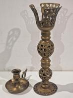 2 koperen kaarshouders , kerkkandelaar , hoogste 30 cm ,, Antiek en Kunst, Antiek | Kandelaars, Ophalen of Verzenden