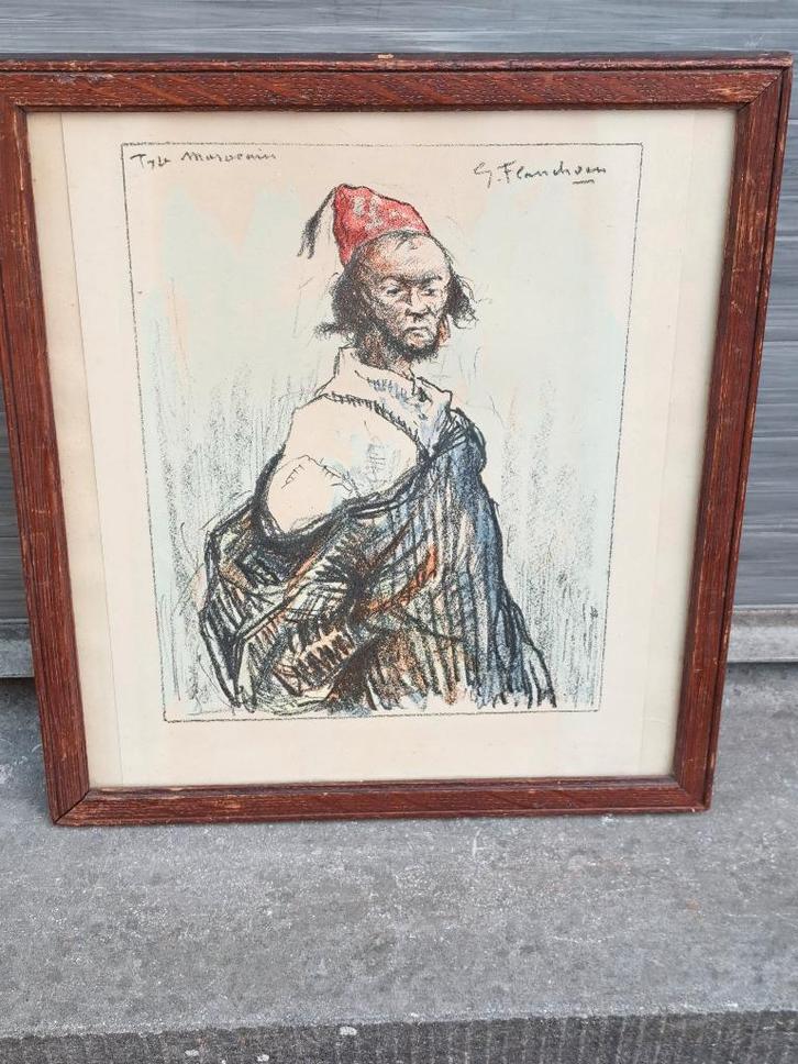 lithographie signe gustave flasschoen, Antiek en Kunst, Kunst | Litho's en Zeefdrukken, Ophalen of Verzenden