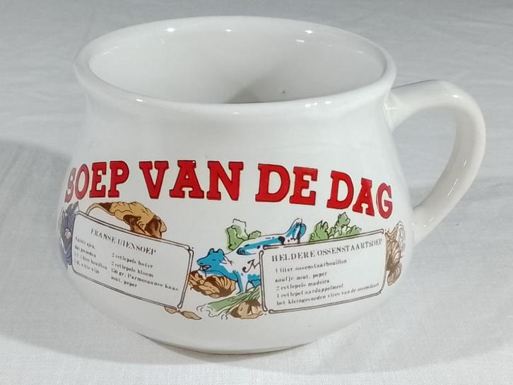 Soeptas - Soep Van De Dag - Franse Uiensoep & Heldere Ossens, Huis en Inrichting, Keuken | Servies, Gebruikt, Overige typen, Overige stijlen