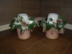 2 kerstpotten met krans en theelicht, Ophalen of Verzenden, Zo goed als nieuw