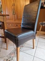 4 lederlook bruine eetkamerstoelen met licht stiksel, Huis en Inrichting, Stoelen, Ophalen, Gebruikt