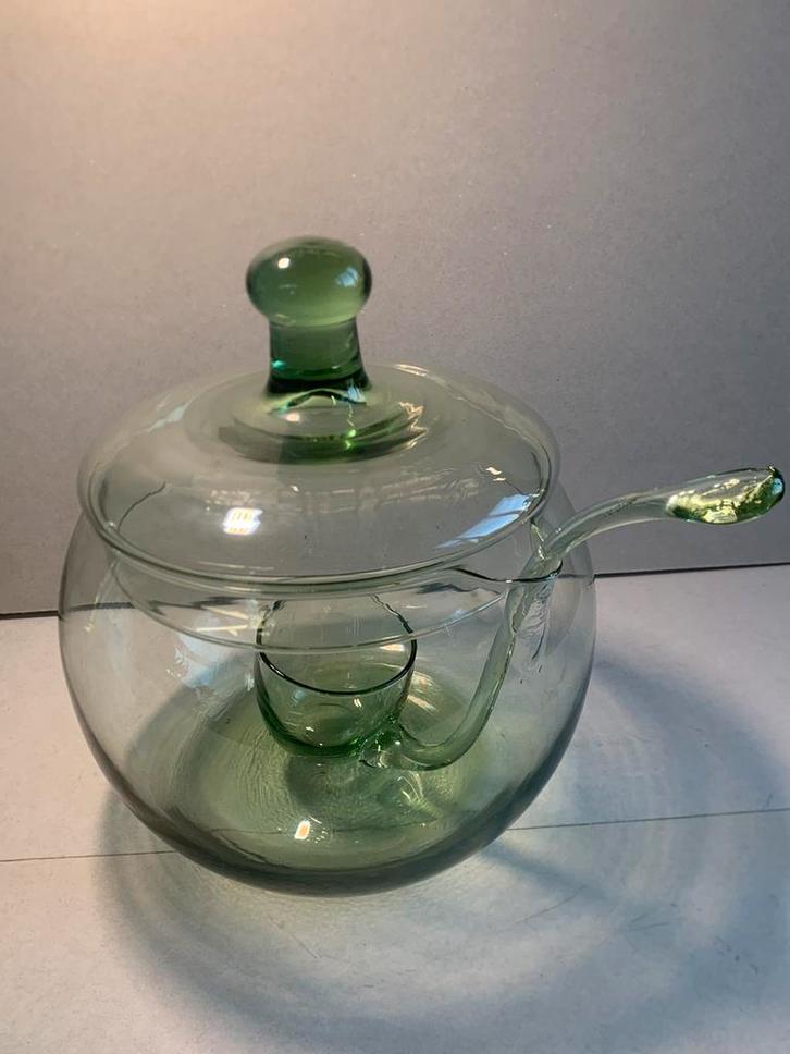 Vintage glazen kom met opschep lepel, Huis en Inrichting, Woonaccessoires | Etagères, Zo goed als nieuw, Ophalen of Verzenden