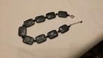 Zware halsketting met zilveren glinstering, Handtassen en Accessoires, Kettingen, Ophalen, Zwart, Zo goed als nieuw, Steen of Mineraal