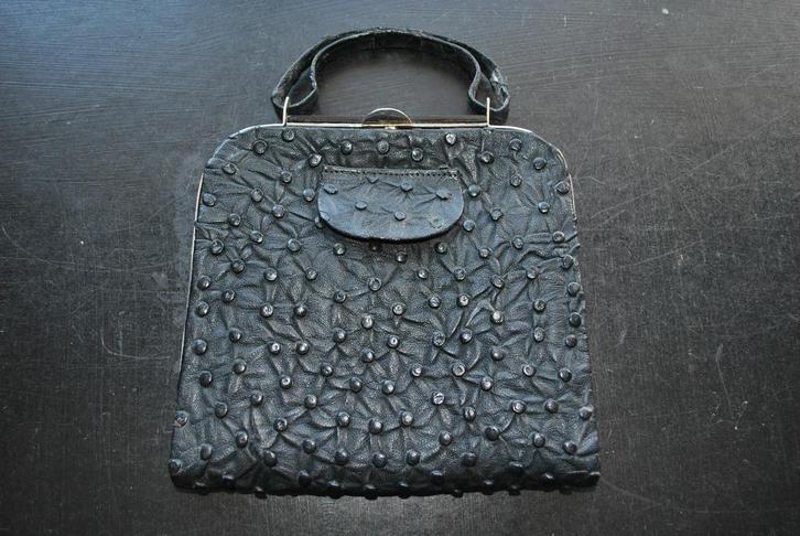 Zeldzame leren handtas (19x23,5) leer struisvogel? ART DECO, Handtassen en Accessoires, Tassen | Damestassen, Gebruikt, Handtas