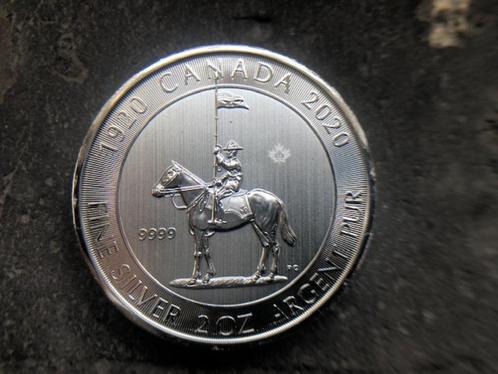 2020 Canada - 100 years Mounted Police - 2 oz silver, Timbres & Monnaies, Métaux nobles & Lingots, Argent, Enlèvement ou Envoi