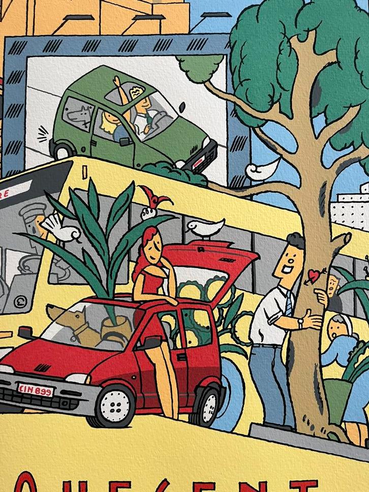 Prachtige zeefdruk pochoir Ever Meulen gesigneerd, Antiek en Kunst, Kunst | Litho's en Zeefdrukken, Ophalen