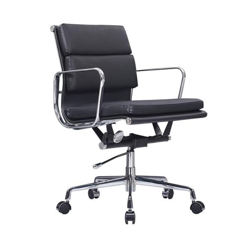 Eames EA 217 Soft pad Bureaustoel zwart leer, Maison & Meubles, Chaises de bureau, Neuf, Chaise de bureau, Noir, Ergonomique, Enlèvement ou Envoi