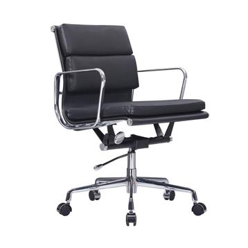 Eames EA 217 Soft pad Bureaustoel zwart leer