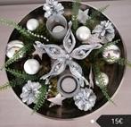 Ronde metalen schaal met zilveren  kerstdeco..T lichtjes, Enlèvement, Neuf