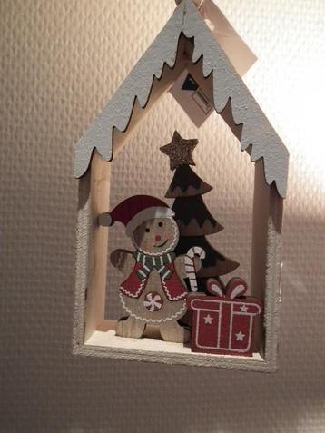 Décoration de Noël en bois: Bonhomme pain d'épice avec sapin, Divers, Envoi, Comme neuf