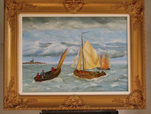 In volle zee, Antiek en Kunst, Kunst | Schilderijen | Klassiek, Ophalen of Verzenden