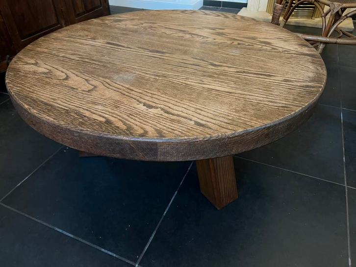 Table basse ronde en chêne massif style japandi, Maison & Meubles, Tables | Tables de salon, Comme neuf, Chêne, Enlèvement