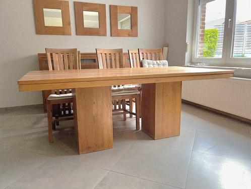Eetkamer van massief teakhout, Huis en Inrichting, Complete eetkamers, Zo goed als nieuw, 6 tot 8 stoelen, Ophalen