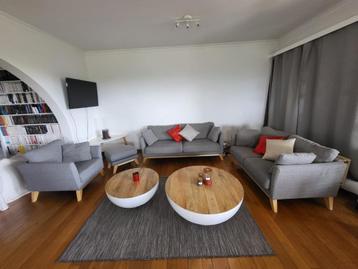 Fauteuils salon complet tissus gris beschikbaar voor biedingen