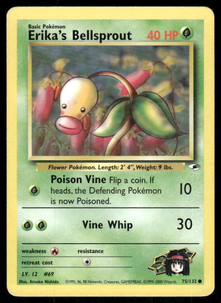 Erika's Bellsprout 75/132 - Gym Heroes, Hobby en Vrije tijd, Verzamelkaartspellen | Pokémon, Gebruikt, Verzenden