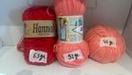Overschotjes rood 63 gr,bamboo92 gr, rond katoen 46 gr. 5€, Ophalen, Zo goed als nieuw