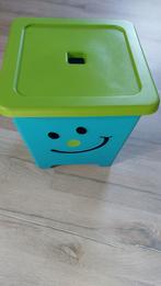 opbergdoos met deksel smiley turquoise en groen, Huis en Inrichting, Woonaccessoires | Kisten, Ophalen, Zo goed als nieuw, Kunststof