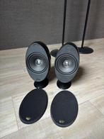 2x KEF HTS3001 "Eitje"  speaker met statief, Overige merken, Front, Rear of Stereo speakers, Gebruikt, 60 tot 120 watt