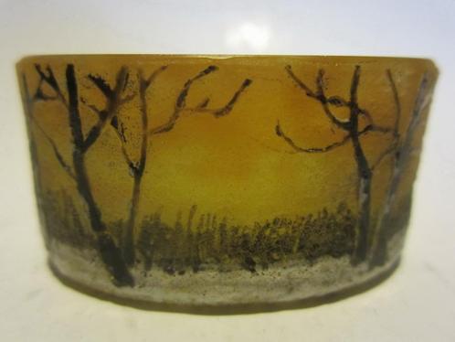 Miniatuur cameo glas Daum Nancy sneeuwlandschap, Antiek en Kunst, Antiek | Glaswerk en Kristal, Verzenden