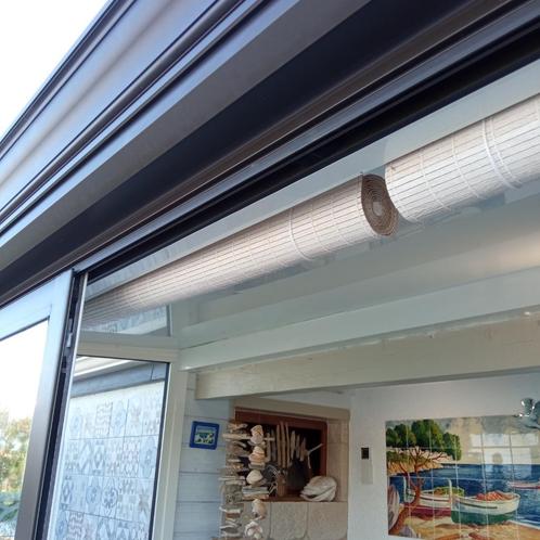 zeefrolgordijnen van geweven hout, Huis en Inrichting, Stoffering | Gordijnen en Lamellen, Zo goed als nieuw, 200 cm of meer, 100 tot 150 cm