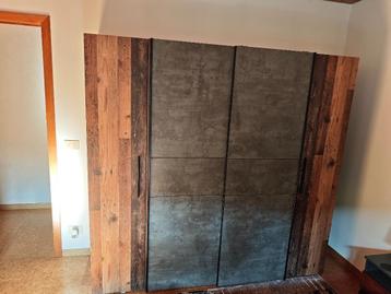 Kleerkast 200cm - decor - old wood/donkergrijs beschikbaar voor biedingen