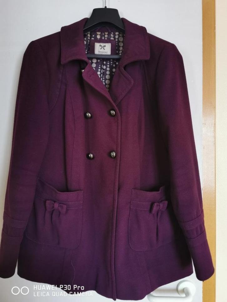 paarse mantel maat 42/44, Kleding | Dames, Jassen | Winter, Gedragen, Maat 42/44 (L), Paars, Ophalen of Verzenden