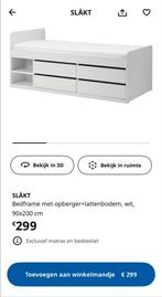 Bed (90x200) IKEA Släkt wit, Huis en Inrichting, Ophalen, 90 cm, Eenpersoons, Wit