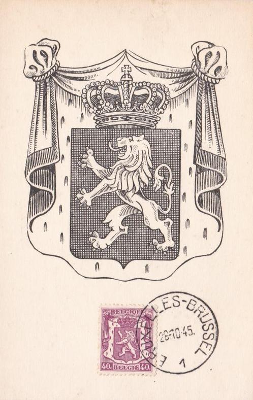 wapen België-afgestempelde postzegel 1945- heraldieke leeuw, Postzegels en Munten, Postzegels | Europa | België, Gestempeld, Overig