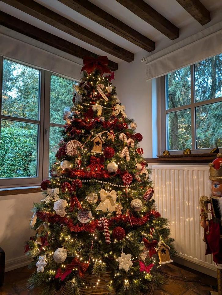 Prachtige kerstboom 210cm met kerstversiering/kerstpakket, Diversen, Kerst, Zo goed als nieuw, Ophalen