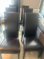 Eetkamerstoelen (6x), Huis en Inrichting, Stoelen, Ophalen, Gebruikt, Bruin, Leer
