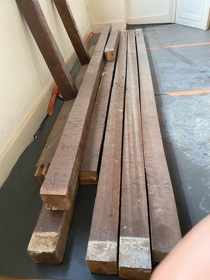 Massieve eiken balken, Doe-het-zelf en Bouw, Hout en Planken, Gebruikt, Balk, Eiken, 300 cm of meer, 50 mm of meer, Ophalen