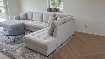 Hoeksalon split stof beige met zetelbedfunctie (343 cm) beschikbaar voor biedingen