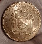 Prachtige 5 sucres 1944 Ecuador (unc), Verzenden, Zilver