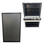 Roldeurkast 196x120x45cm incl. 5 legborden 5 metalen bakken