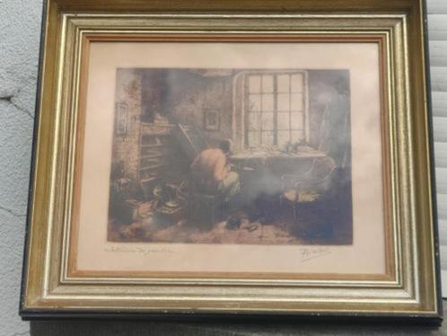 Eau forte intérieur de savetier signe Prosper de wit, Antiek en Kunst, Kunst | Etsen en Gravures, Ophalen of Verzenden