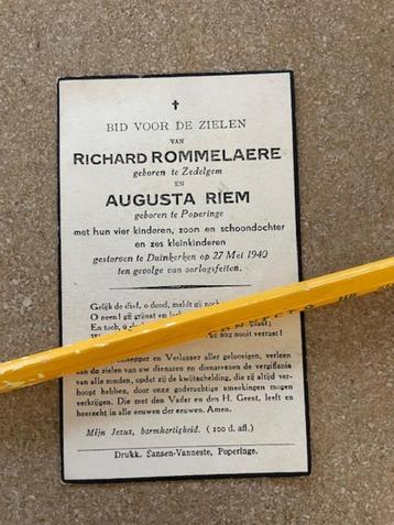 12 Oorlogsslachtoffers MEI 1940 Duinkerke Gezin Rommelaere- beschikbaar voor biedingen