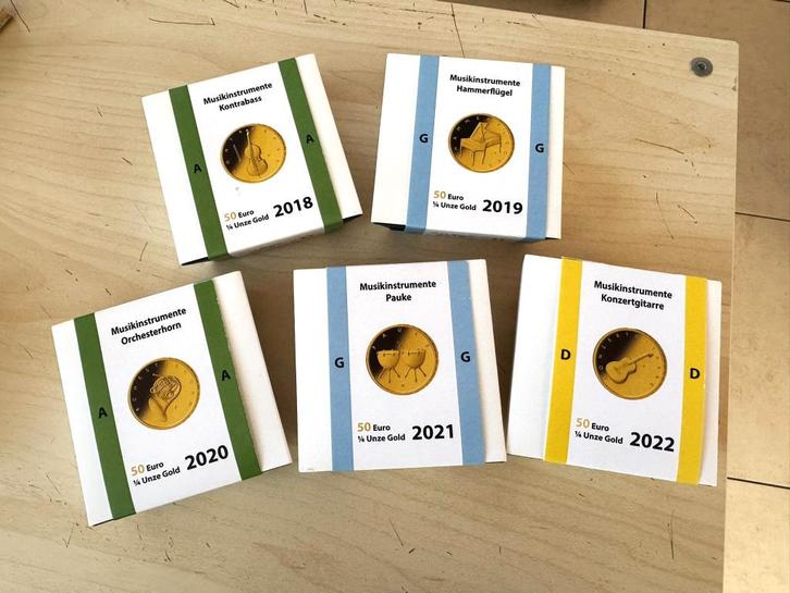 DUITSLAND Lot 5x 50 euro GOLD GOLD 2018-2022, Postzegels en Munten, Munten | Europa | Euromunten, Losse munt, Overige waardes