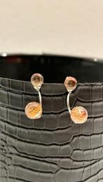 Zilverkleurige oorsteker met zalmkleurige bollen, Bijoux, Sacs & Beauté, Boucles d'oreilles, Enlèvement ou Envoi, Neuf, Orange