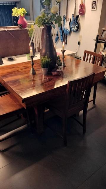 Art-Deco pallisanderhout tafel en stoelen  beschikbaar voor biedingen