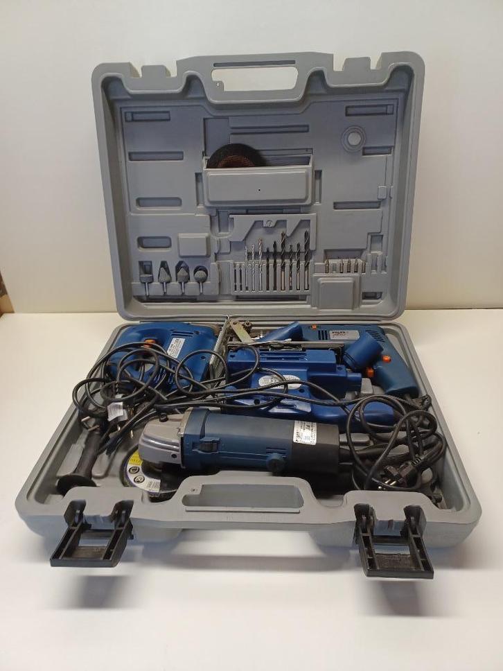 Powerplus machineset: boor, schuur, slijp, zaag, Doe-het-zelf en Bouw, Gereedschap | Overige machines, Gebruikt, Ophalen