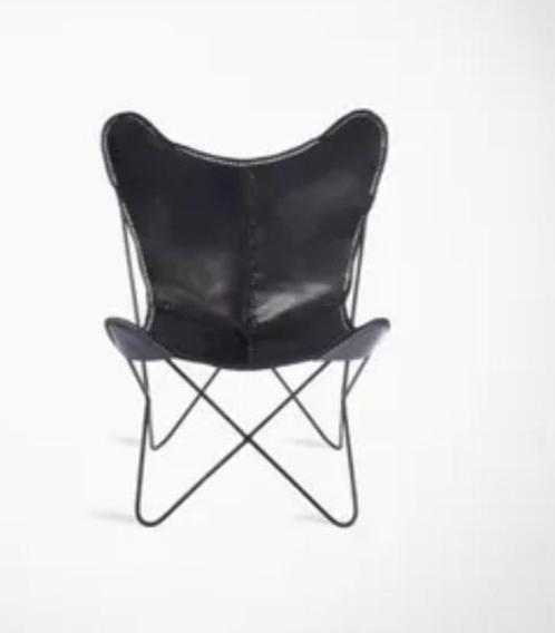 ✓ Lot 5 x FAUTEUILS modèle PAPILLONS, Pliables, Cuir Noir, Tuin en Terras, Tuinstoelen, Nieuw, Overige materialen, Inklapbaar