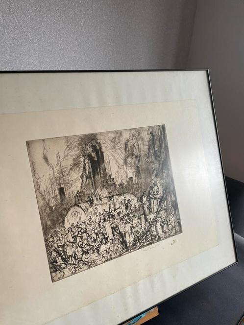 Gravure de Bruges - Frank Brangwyn, Antiquités & Art, Art | Dessins & Photographie, Enlèvement ou Envoi