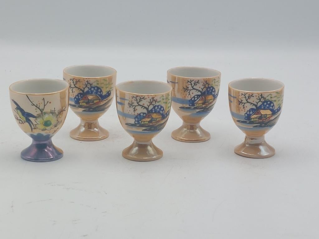 5 coquetiers à motif japonais, Enlèvement ou Envoi, Comme neuf