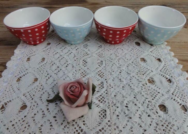 SALE 2 Lichtblauwe Green Gate kommetjes, stippen /dots, Huis en Inrichting, Keuken | Servies, Gebruikt, Overige typen, Overige stijlen