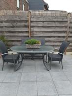 Tuinset bestaande uit tafel en 4 wicker stoelen, Tuin en Terras, Tuinsets en Loungesets, Ophalen, 4 zitplaatsen, Gebruikt, Wicker