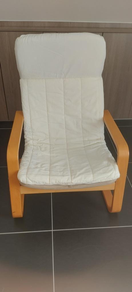 Eénpersoonszetel v. IKEA (Poäng),tijdloos & duurzaam ontwerp, Huis en Inrichting, Fauteuils, Zo goed als nieuw, Hout, Stof, 50 tot 75 cm