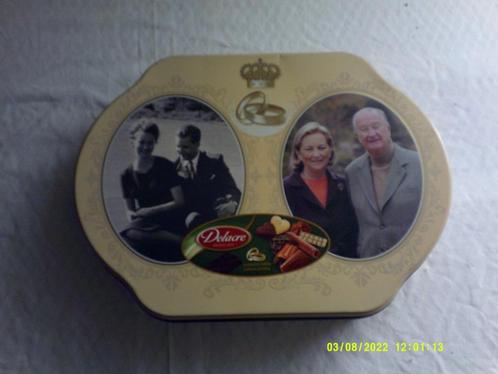Blikken koekjesdoos Koning Albert II en Paola, Verzamelen, Koningshuis en Royalty, Zo goed als nieuw, Overige typen, Ophalen of Verzenden