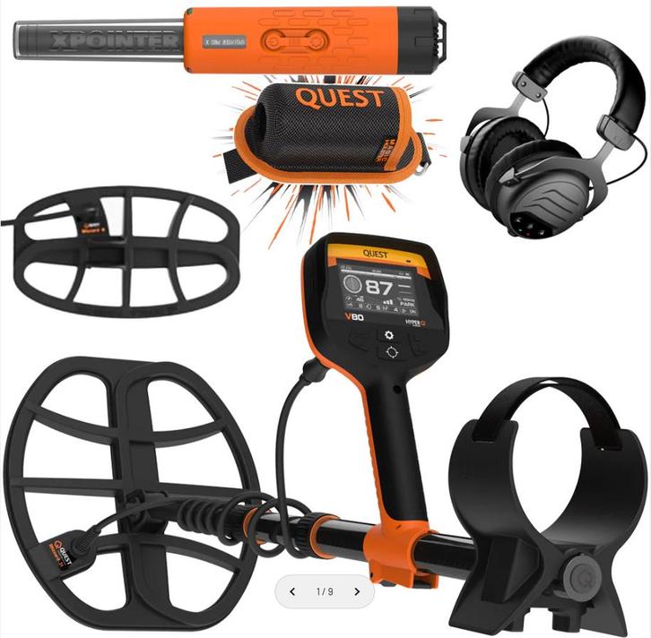 Quest V80 Double Blizzard metaaldetector + gratis XPointer, Hobby & Loisirs créatifs, Détecteurs de métaux, Neuf, Plus de 30 cm