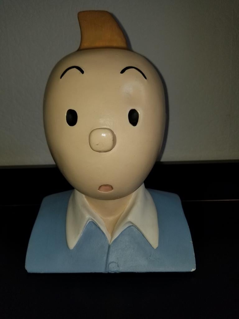Hergé, Buste Tintin et Milou chemise jaune, Regout, Pixi, 1992