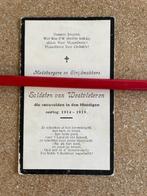 OORLOGSLACHTOFFERS 14-18 WESTVLETEREN SOLDATEN EN BURGERS, Verzamelen, Bidprentjes en Rouwkaarten, Ophalen of Verzenden, Bidprentje